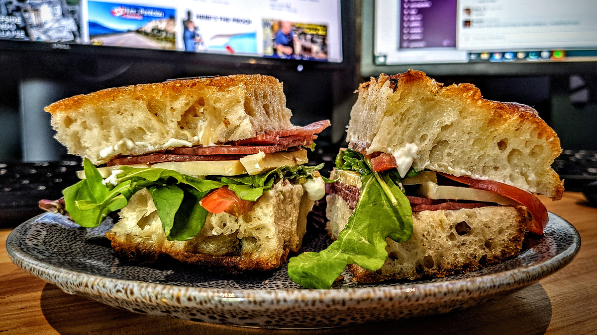 A large sandwich on a plate